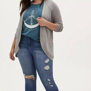 TORRID GREY SLUB CURVED OPEN FRONT CARDIGAN NWT SIZE 5